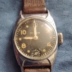 Westclox Aluminum Vintage Black Face Watch With Subseconds